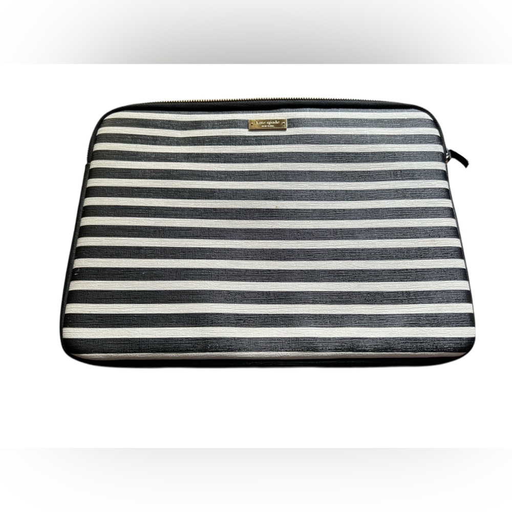 Kate Spade Striped Laptop Case Black & White Zippered Unisex